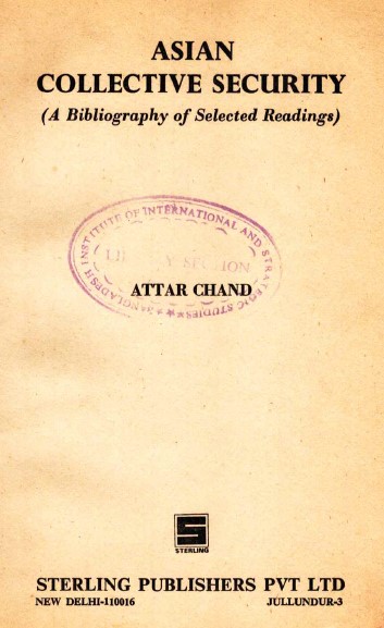 Asian collective security (A bibliography of selected reading.)