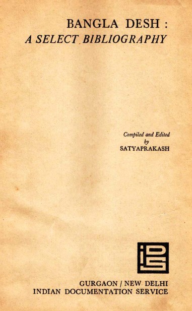 Bangladesh: a select bibliography