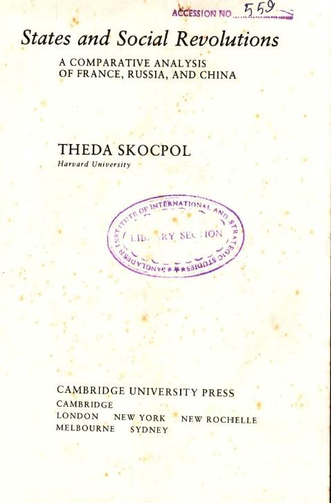 States and social revolution : a comparative analysis of France, Russia and China