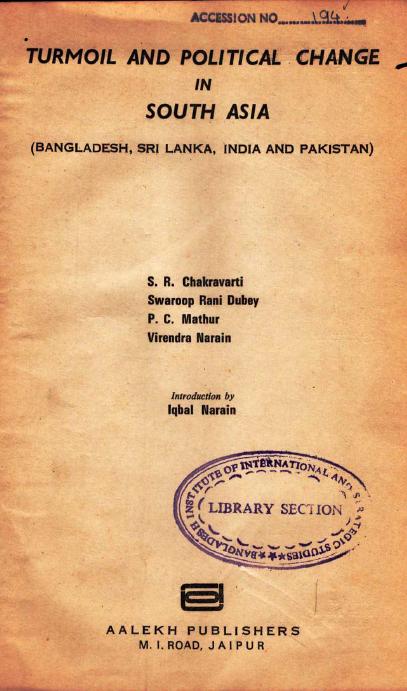 Turmiol and political change in south Asia: Bangladesh, Sri Lanka, India and Pakistan